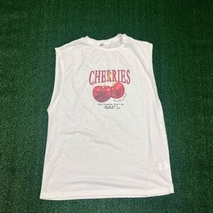 White Cherry Graphic Tank Top